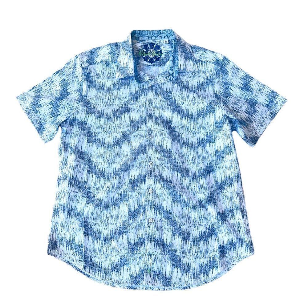 Robert Graham Abstract Wave Classic Fit Short Sleeve Button Down Men's XL